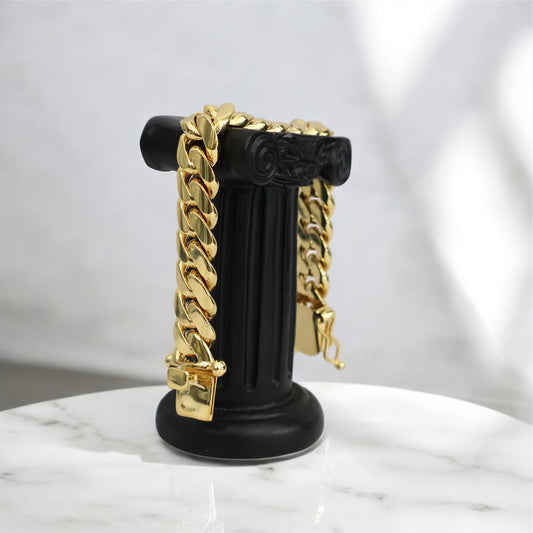 14K YG Cuban Links Bracelet / 109.1gr / 13.7mm - 7.5in