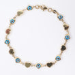 14K YG Little Hearts - Eyes Turkish Bracelet / 3.4gr / 5.5mm / 7.5in /
