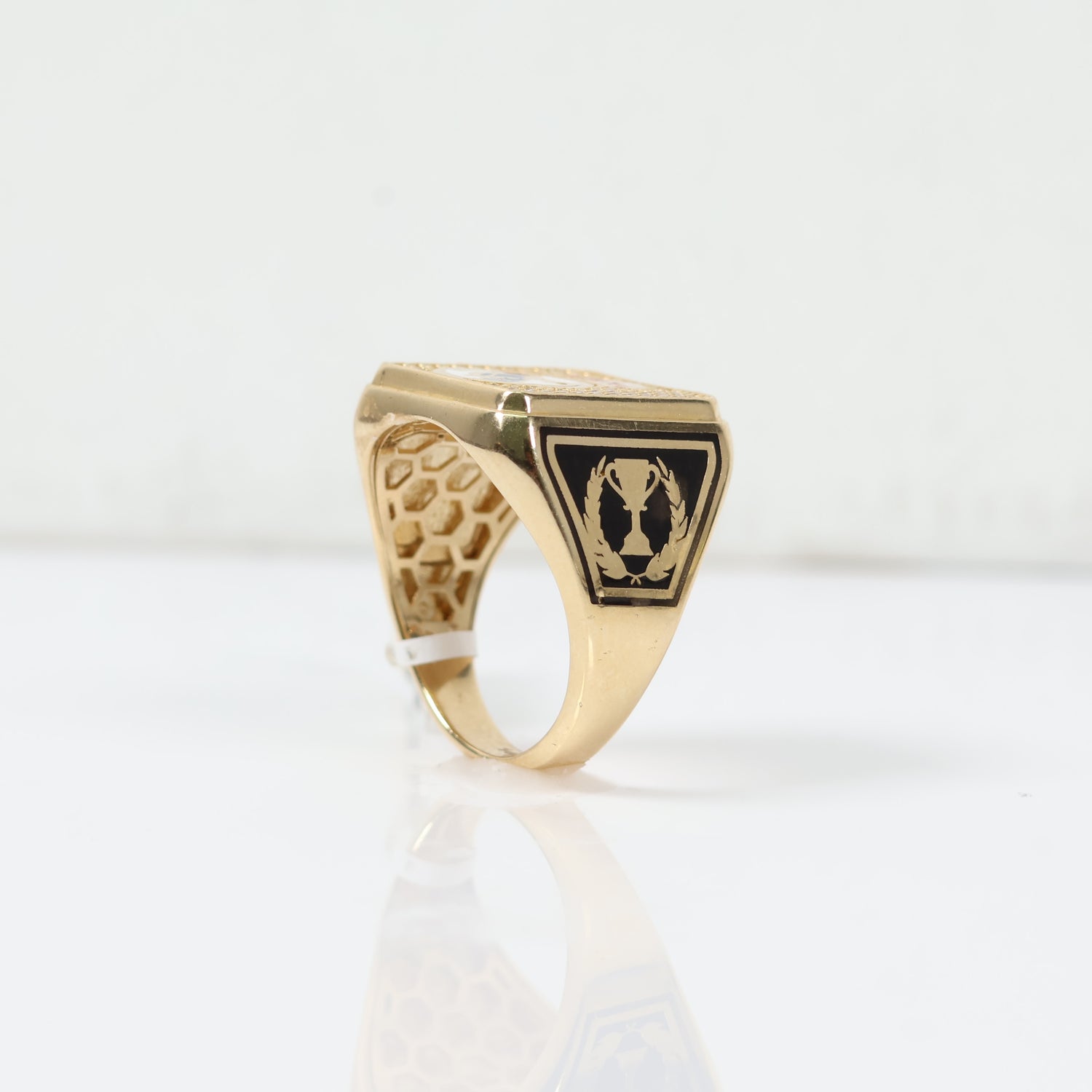 14K YG RM Football Club Rings / 9.39gr / Sz 10 1/4 / White Zircons