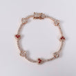 14K RG Diamond Heart-Tennis With Ruby Bracelet / 12.5gr / 2.2mm / 7in / 2.75Ct / VS2 / G-H / 0.40Ct Ruby