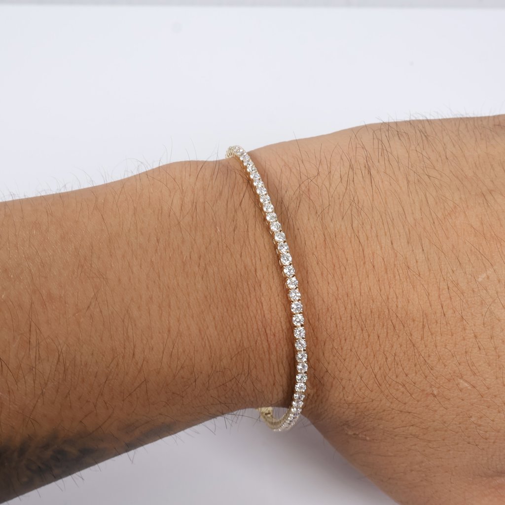14K YG Lab Diamond Tennis Bracelet / 7.5gr / 2.3mm / 8in / 3.87Ct Lab / VS / F