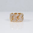 14K YG Lab Diamond Cuban Link Bustdown Ring / 26.6gr / Sz 8 3/4 / 5Ct Lab Dia