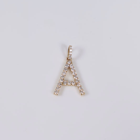 14K YG Lab Diamond Letter A Pendant / 1.31gr / 1in / 0.60 CTTW Lab VS / E-F