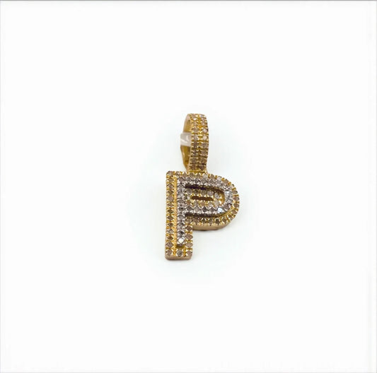 10K Yellow Gold Diamond Letter P Pendant / 1.6gr