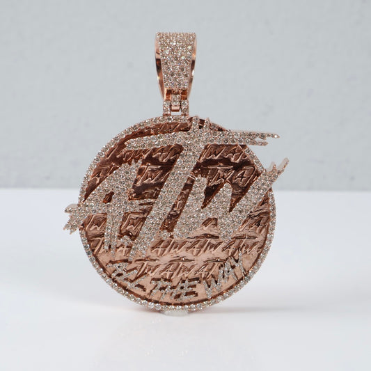 10K RG Diamond All The Way Pendant / 65gr / 3in / 11Ct Dia