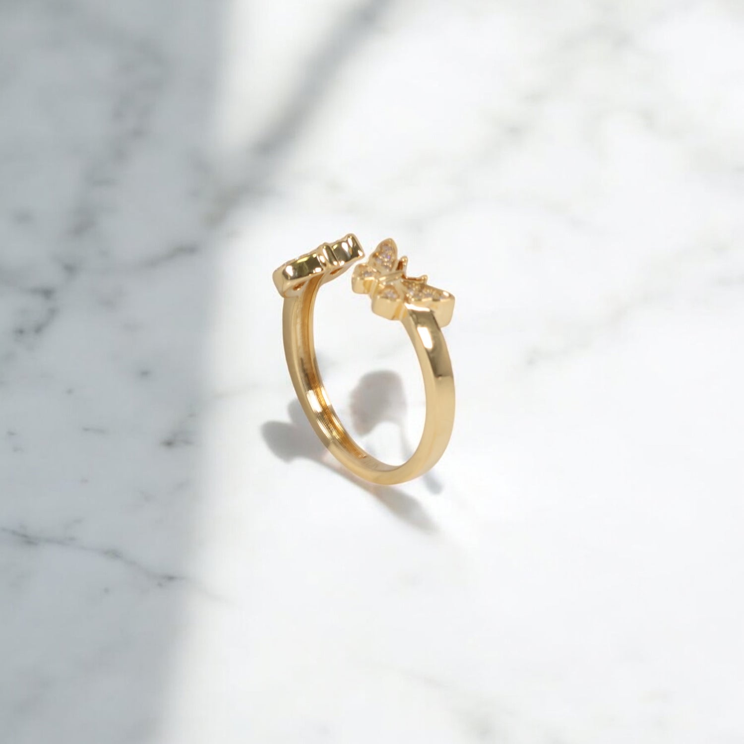 10K YG Diamond Butterfly - Letter F Rings / 2.21gr / Sz 6 / 0.08Wt Dia