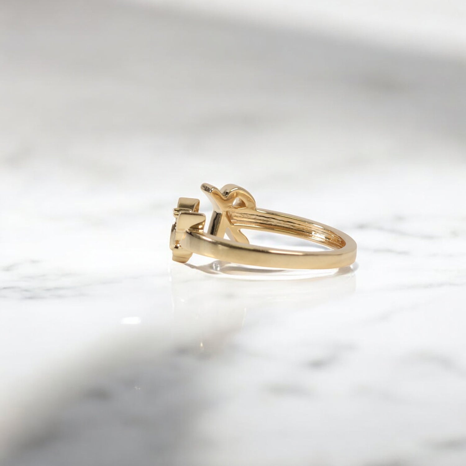 10K YG Diamond Butterfly - Letter X Rings / 2.22gr / Sz 7 / 0.09Wt Dia
