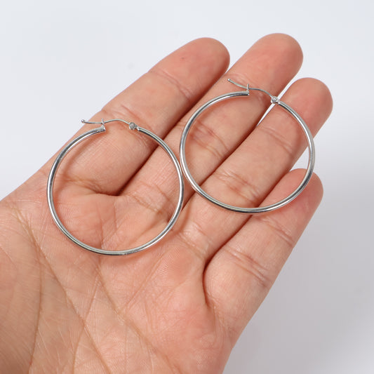14K White Gold Hoop Earrings / 2.4gr