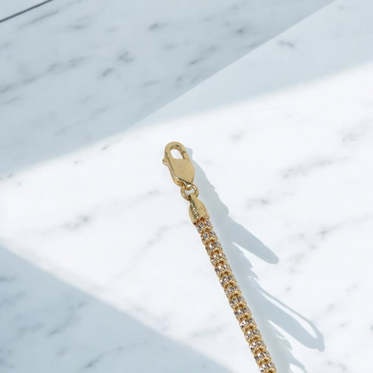 10K YG Moon Ice Bracelet / 7.9gr / 3.8mm / 8in /