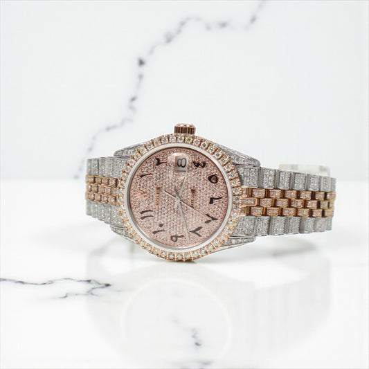 Watch Bustdown Rolex 2 Tone Rose Arabic Numbers / 36mm / Wt Dia