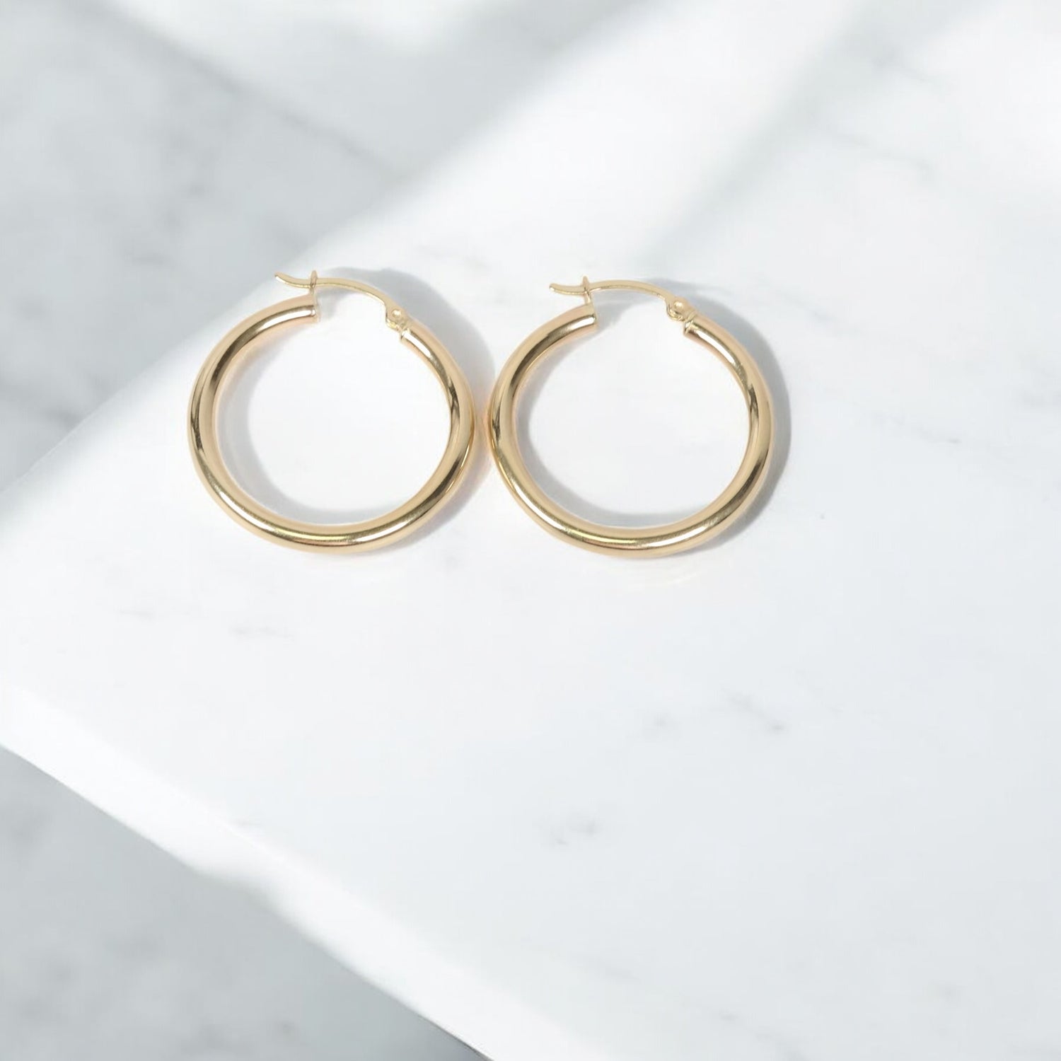 14K YG Fashion Hoop Earrings / 2.26gr / 1.2in /