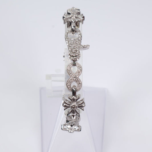 10K WG Diamond Infinity Flower Link Bracelet / 23.6gr / 8.6mm / 8in / 2.80Ct / VS2-SI / G-H