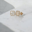 14K YG White Clover Stud Earrings / 1.73gr / 10mm / 0.47Ct Dia