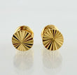 18K Yellow Gold Flat Circle Diamond Cut Stud Earrings / 0.62gr / 7mm