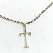 Letter T Pendant 10K White Gold With Diamond / 1.8gr