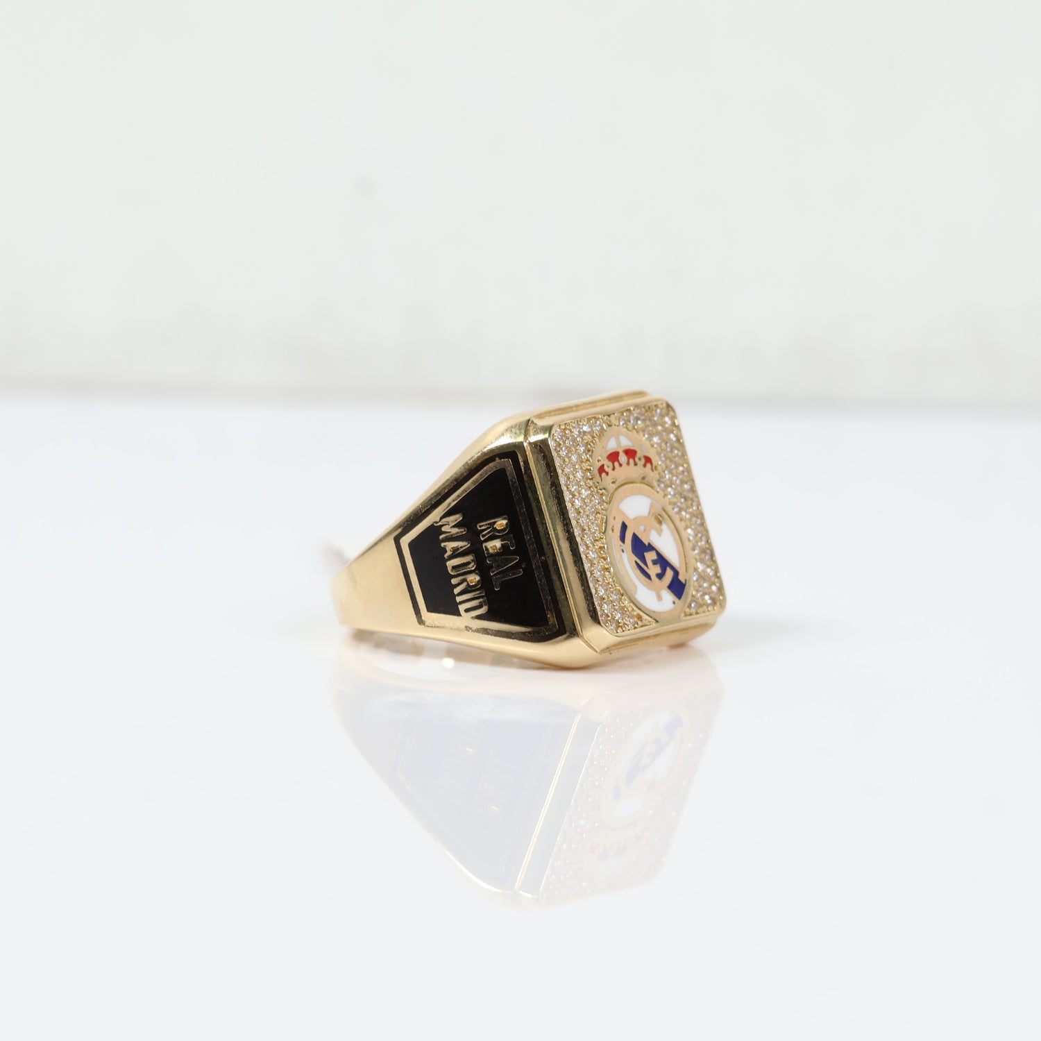 14K YG RM Football Club Rings / 9.39gr / Sz 10 1/4 / White Zircons