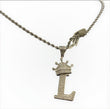 Letter L Pendant 10K White Gold With Diamond / 4.6gr
