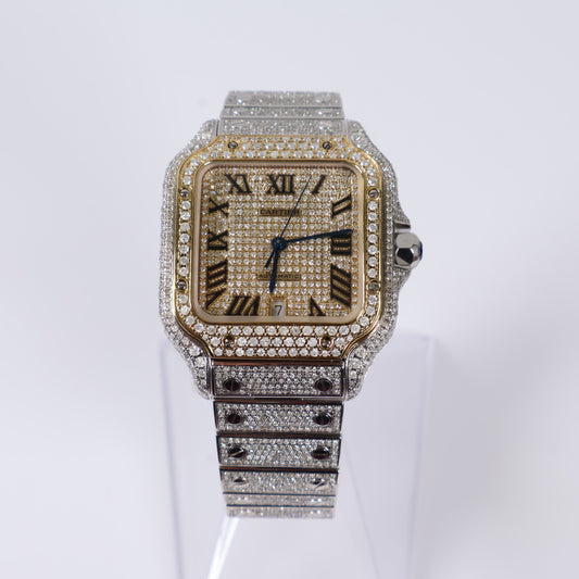 Cartier Santos Bustdown 2 Tone Yellow Roman Numbers Watch / 40mm