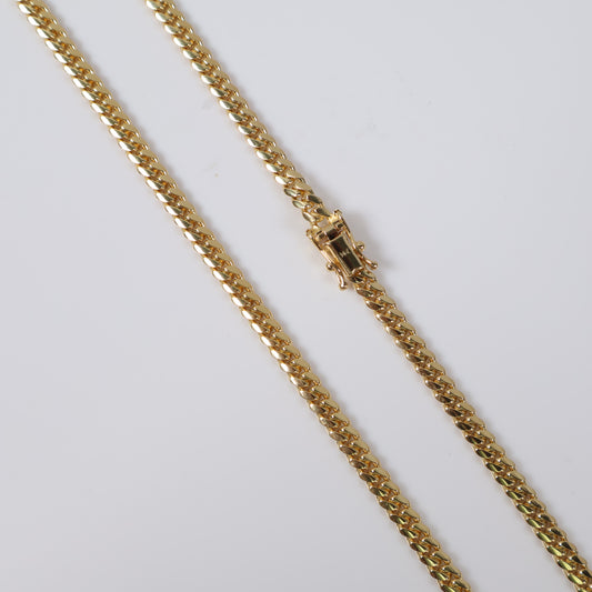 14K YG Micro Cuban Links Chain / 30.8gr / 4mm / 24in /