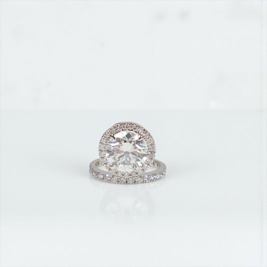 14K WG Lab Diamond Luxury Solitaire Round With Certificate Engagement Ring / 4.48gr / Sz 6 1/4 / Lab RD-4.1Ct / D-0.94Ct
