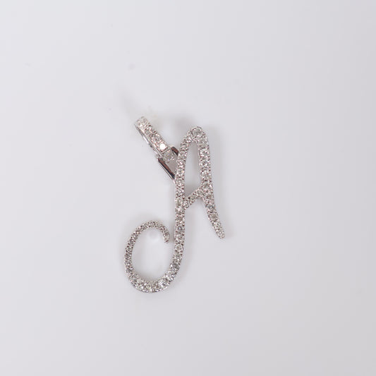 10K WG Diamond Letter A Italics Pendant / 2.56gr / 1.1in / D-0.69Ct