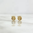 18K Yellow Gold Letter T Stud Earrings With Zircons / 0.6gr / 6mm