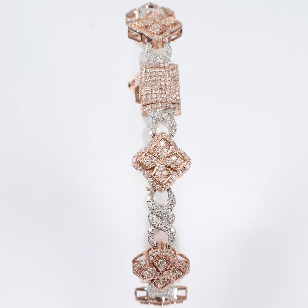 10K 2 ToneDiamond Infinity Flower Link Bracelet / 16.7gr / 6.3mm / 8in / 4Ct / VS2-SI / G-H