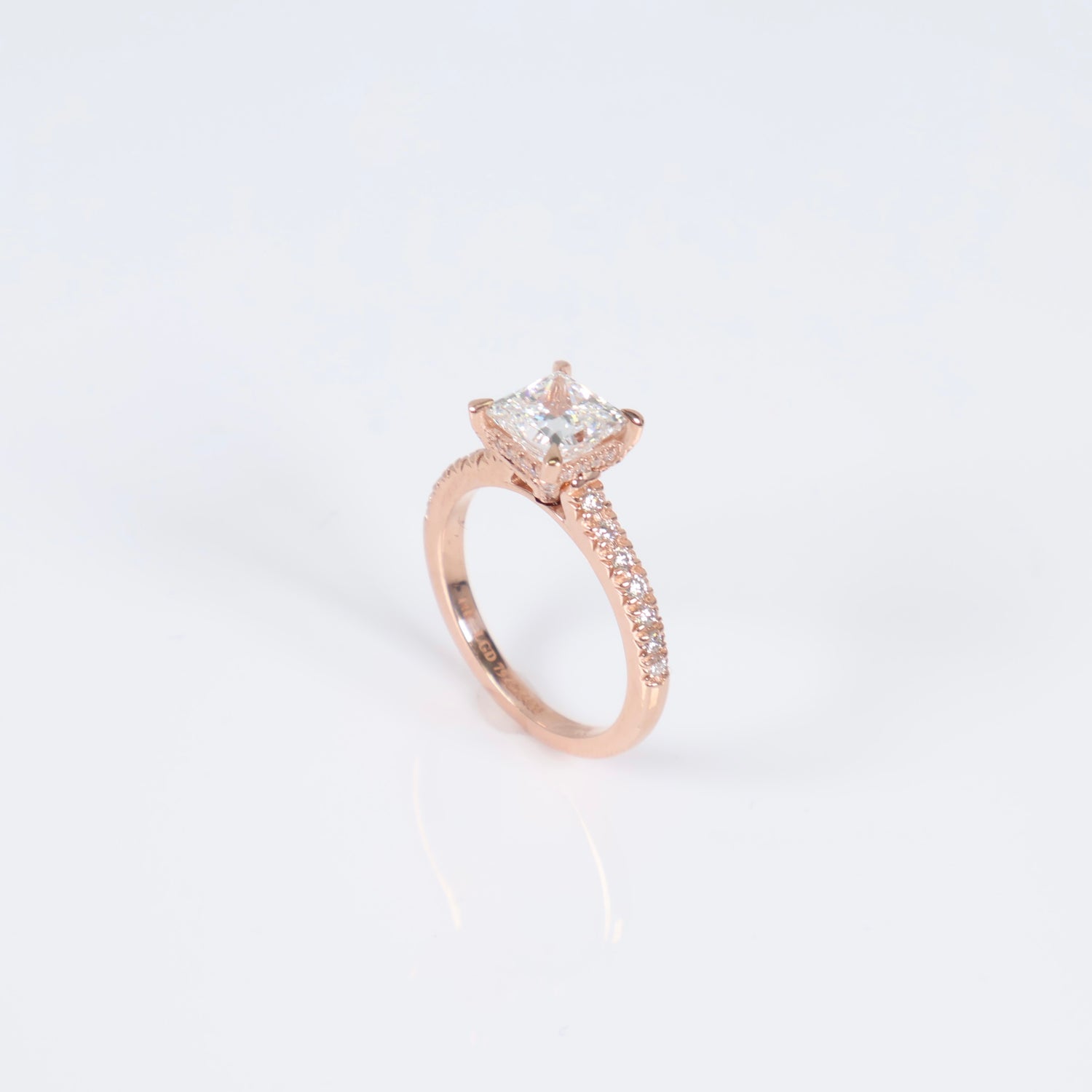 14K RG Lab Diamond Process Cut With Certificate Engagement Ring / 3.82gr / Sz 6.5 / 1.56Ct Lab / E / VS1