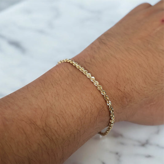 14K YG Rope Bracelet / 1.46gr / 2.4mm / 7.5in