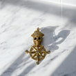 18K Yellow Gold Cardinal Skull Pendant With Black Zircons / 9.6gr