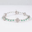 14K WG Diamond Clover With Emerald Bracelet / 11.3gr / 2.5mm / 7in / 1.40Ct / VS2-SI / G-H / 2.05Ct Eme