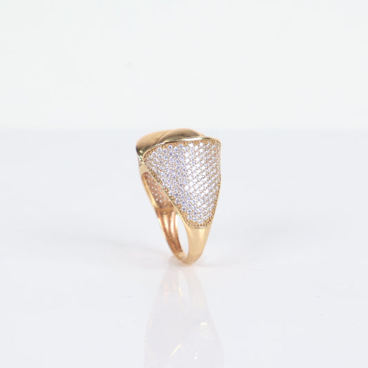 Women Ring 14K Yellow Gold With Zirconia / 4.3gr / Size 7