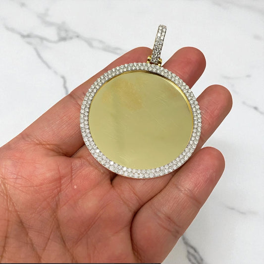 10K Yellow Gold Diamond Memorial Pendant 3.84Ct Dia / 14.57gr / 2.6-2in