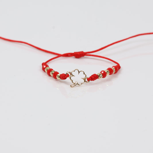 18K YG Silhouette Of Lucky Clover - Diamond Cut Balls Bracelet Tejido / 0.46gr / 3mm /