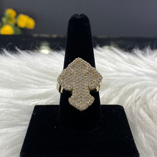 10K Yellow Gold Diamond Cross Ring 2.11Ct Dia / 10.6gr / Size 10