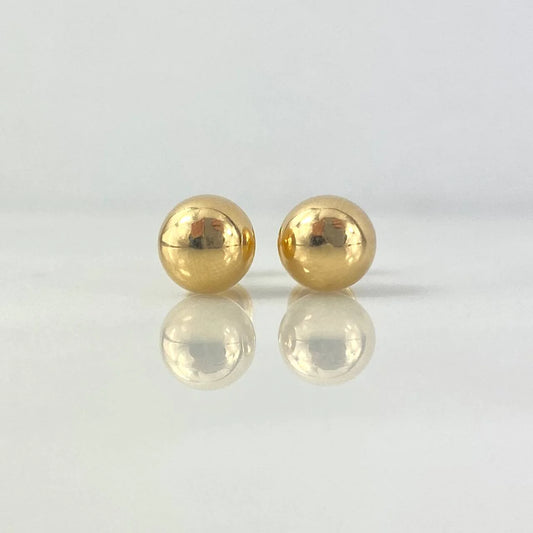 18K Yellow Gold Smooth Ball Stud Earrings / 0.75gr / 7mm