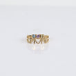 Mom Ring 14K Yellow Gold With Colors Stone / 3.2gr / Size 8