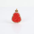 Small Red Buddhas Pendant 14K Yellow Gold With Diamond / 7.4gr