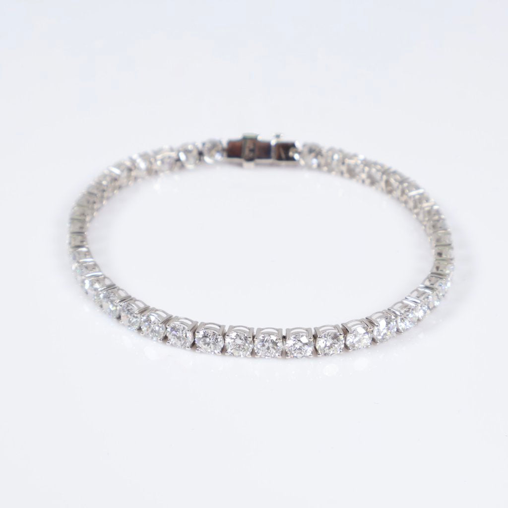 14K WG Lab Diamond Tennis Bracelet / 12.2gr / 4.6mm / 7in / 14.69Ct Lab / VS / F