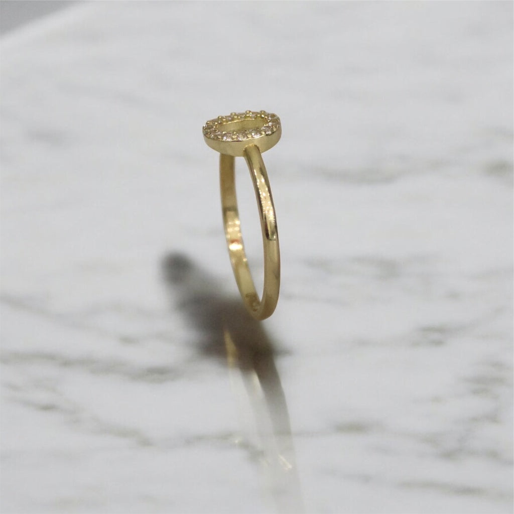 14K YG Letter O Ring / 1.23gr / Sz 7 1/4