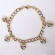 14K YG American Cuban Links With Hearts Bracelet / 11.1gr / 5.7mm / 7.5in /