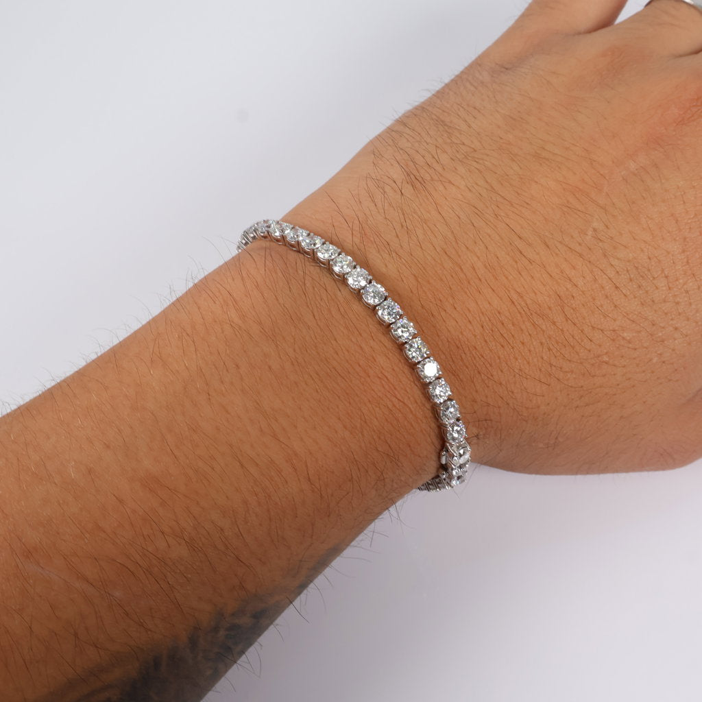 14K WG Lab Diamond Tennis Bracelet / 8gr / 4mm / 7in / 10.66Ct Lab / VS / F