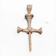 Diamond Sword Cross Pendant 14K Yellow Gold / 3.35Ct Dia / 13.8gr