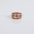 Women Ring 14K Yellow Gold With Diamonds-Ruby / 5.3gr / Size 7