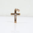 14K 2 Tone  Crusifix Pendant / 4.55gr / 1.3in / White Zircons