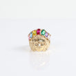 Multicolor Crystal Indio Ring 14K Yellow Gold / 8.6gr / Size 10