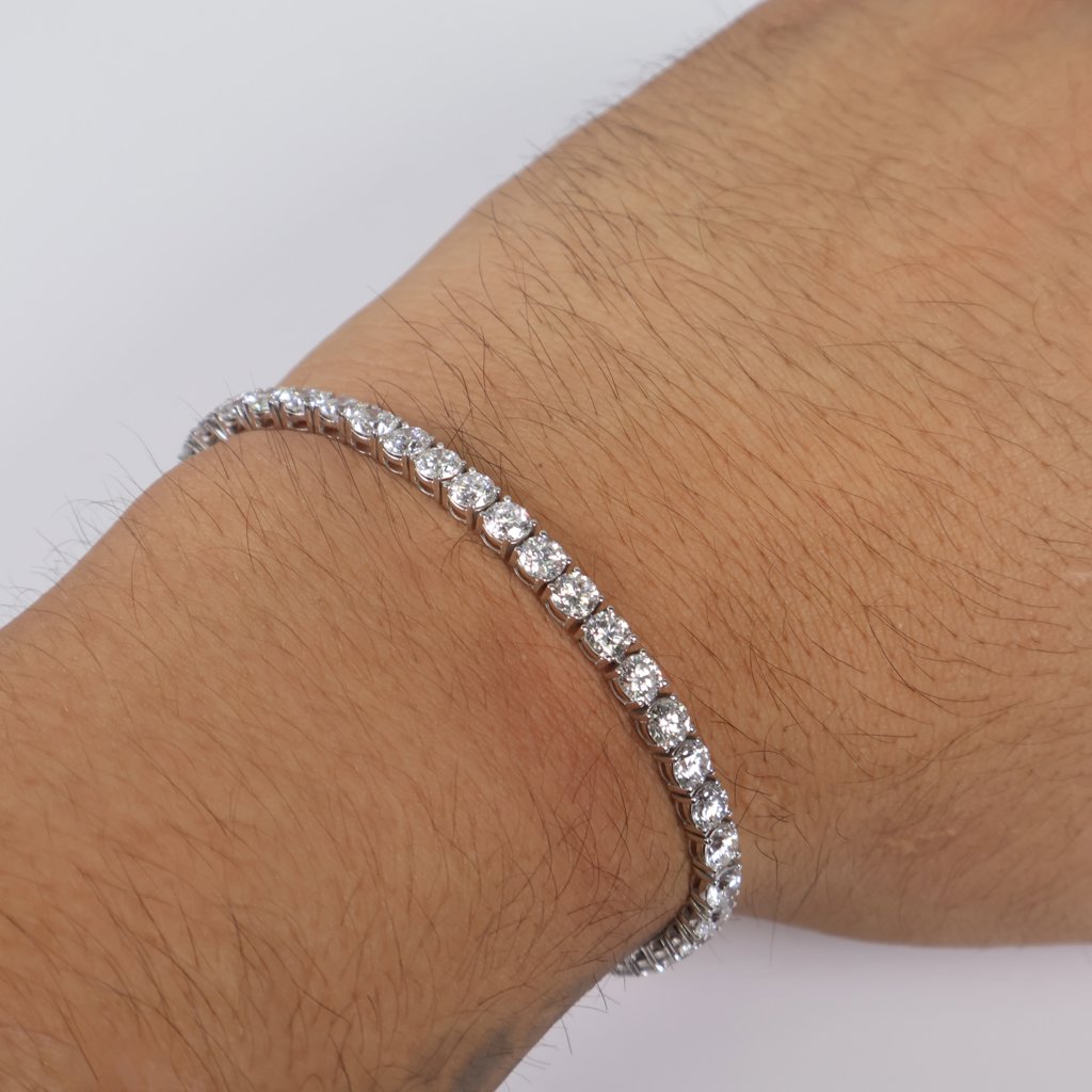 14K WG Lab Diamond Tennis Bracelet / 12.2gr / 4.6mm / 7in / 14.69Ct Lab / VS / F