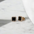14K YG Black Clover Stud Earrings / 1.8gr / 10mm / 0.47Ct Dia