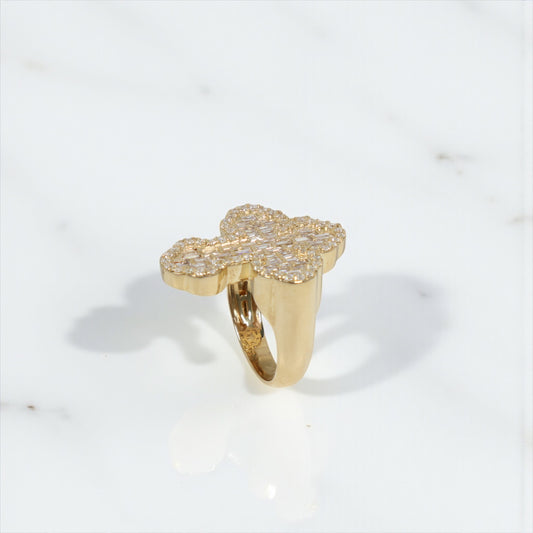 10K YG Diamond Baguette Cross Rings / 9.91gr / Sz 10 / D-2.28Ct
