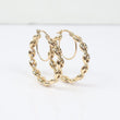 14K YG Gc Link Hoop Earrings / 4.34gr / 1.2in /
